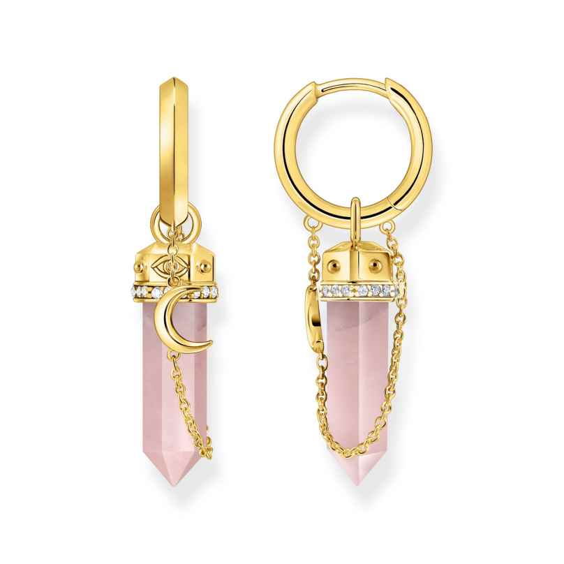 Thomas Sabo CR722-414-9 Women's Hoop Earrings with Rose Quartz Gold Plated 4051245571936