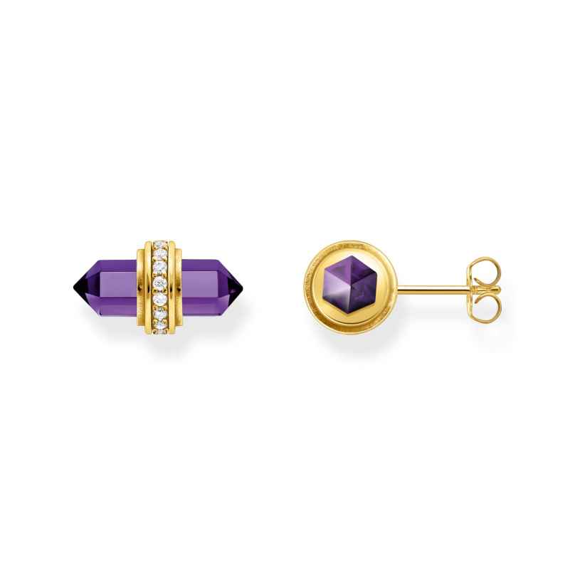 Thomas Sabo H2281-414-13 Women's Stud Earrings with Purple Crystal Gold Tone 4051245571967