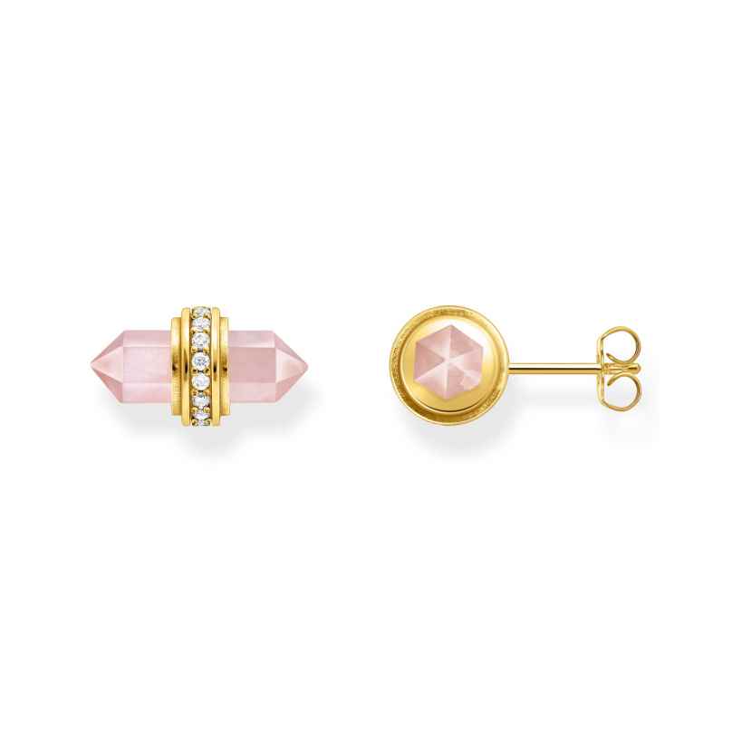 Thomas Sabo H2281-414-9 Women's Stud Earrings with Rose Quartz Gold Plated 4051245571943