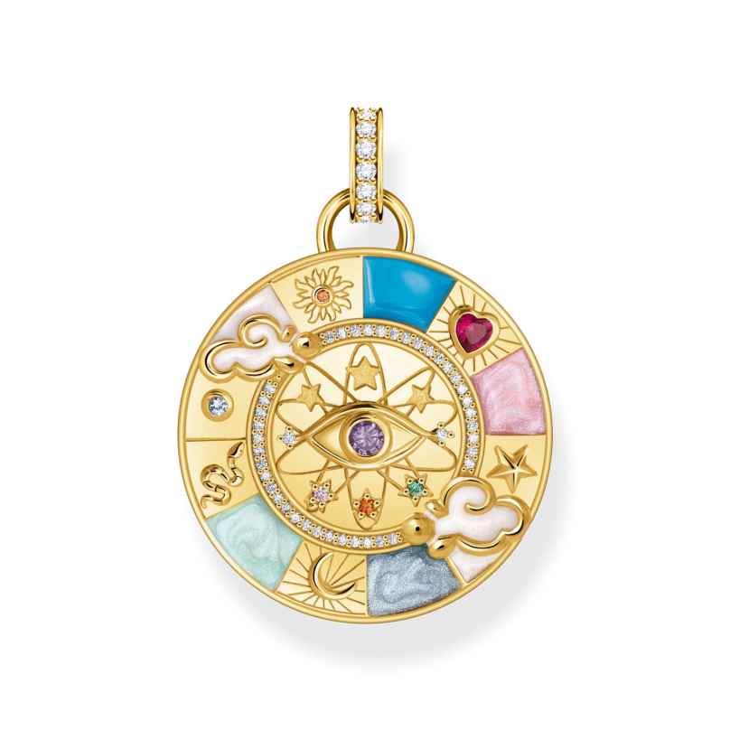 Thomas Sabo PE962-471-7 Pendant Wheel of Fortune with Cosmic Symbols Gold Plated 4051245572285