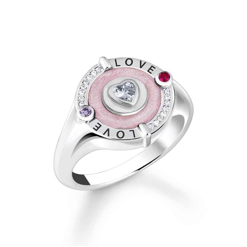 Thomas Sabo TR2447-390-9 Women's Ring Heart Pink Love Silver