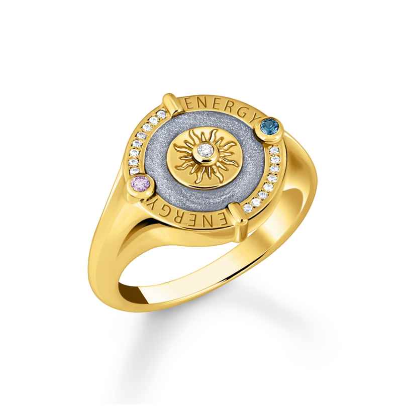 Thomas Sabo TR2449-974-1 Gold-Plated Women's Ring with Sun Symbol and Stones