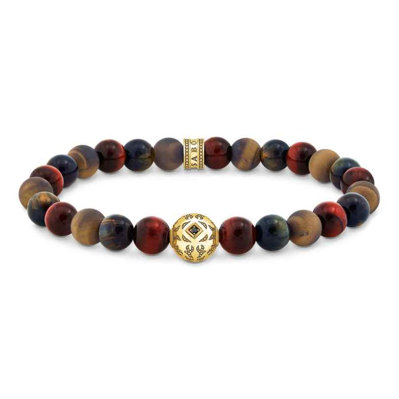 Thomas Sabo A2145-324-2 Unisex Beads Bracelet Gold-Plated with Tiger Eye