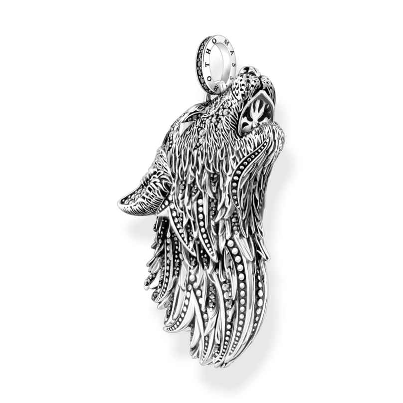 Thomas Sabo PE966-643-21 Pendant Blackened Silver Howling Wolf With Stones 4051245572841