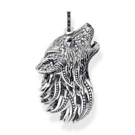 Thomas Sabo PE966-643-21 Pendant Blackened Silver Howling Wolf With Stones