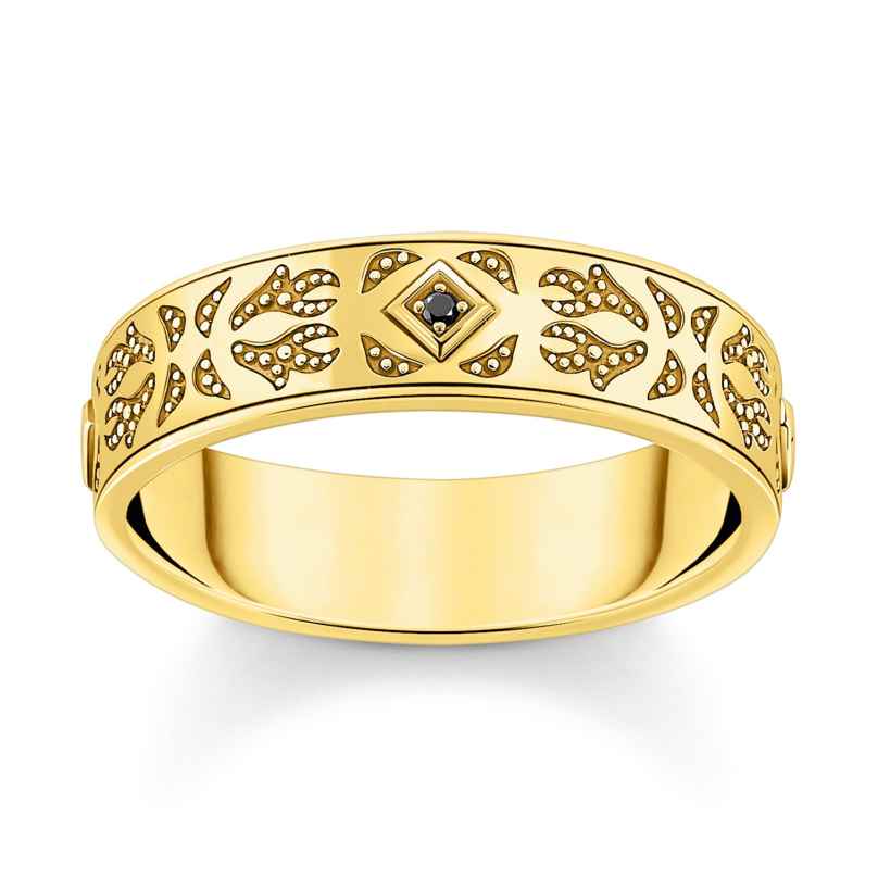 Thomas Sabo TR2455-414-39 Men's Band Ring With Pattern Gold-Plated