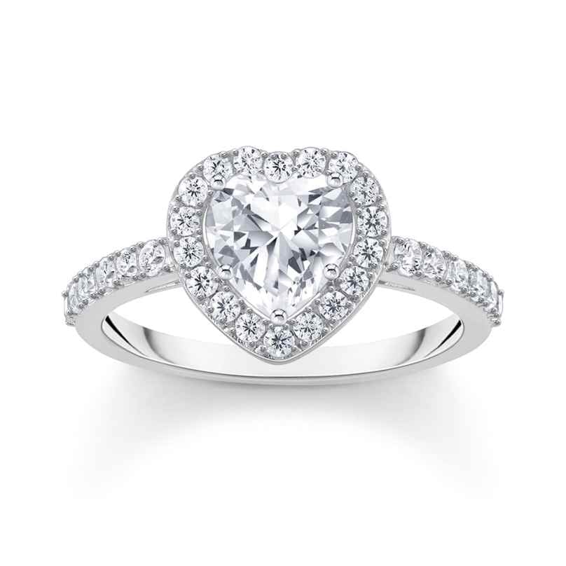 Thomas Sabo TR2477-051-14 Damen-Silberring Weißer Stein Herz