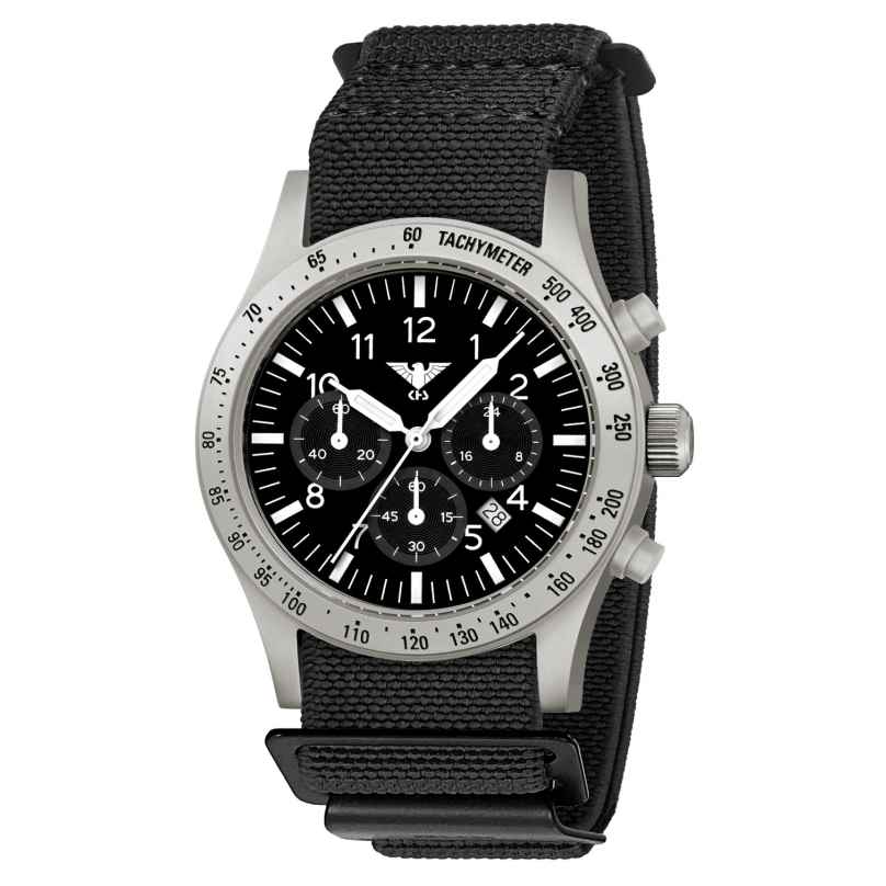 KHS PLASSC.DFB Herrenuhr Platoon Solar Chronograph Stahl Schwarz 4260654098945