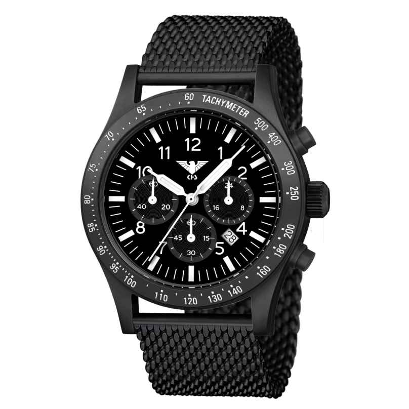 KHS PLABSSC.MB Herrenuhr Platoon Solar Chronograph Meshband Schwarz 4260654098822