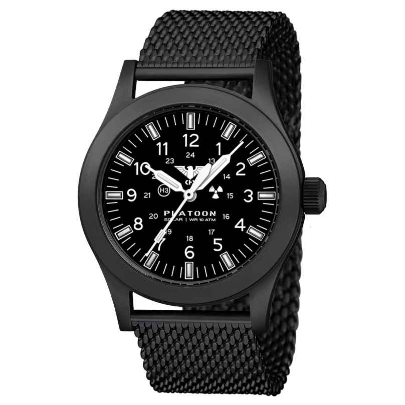 KHS PLABSSF.MB Men's Wristwatch Platoon Solar Mesh Strap Black 4260654099195