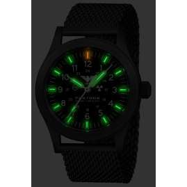 KHS PLABSSF.MB Herren-Armbanduhr Platoon Solar Meshband Schwarz
