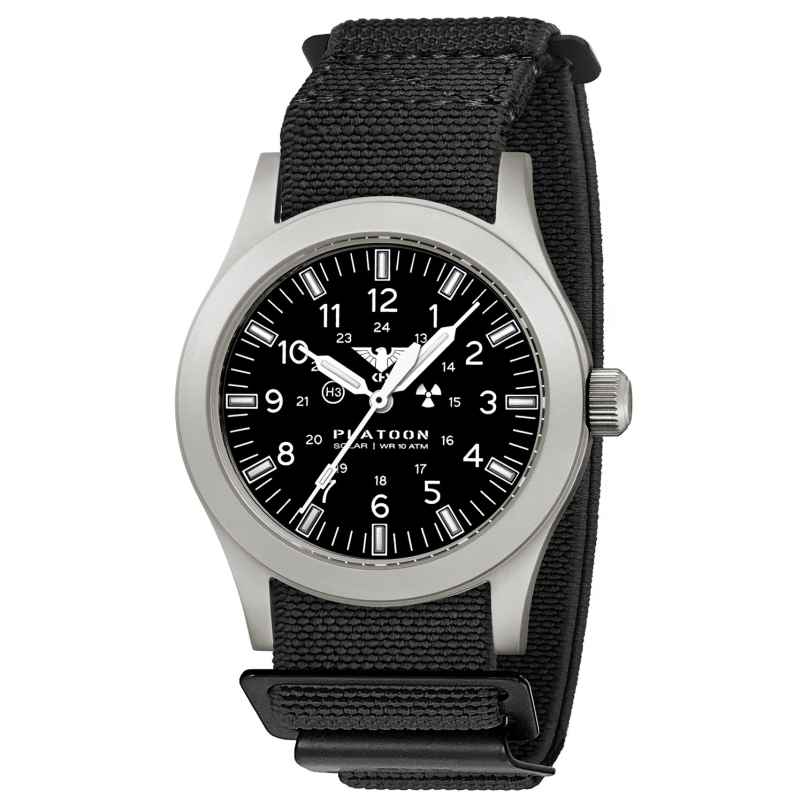 KHS PLASSF.DFB Herren-Armbanduhr Platoon Solar Stahl/Schwarz 4260654099249