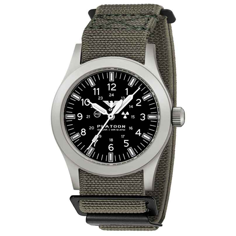 KHS PLASSF.DFSGO Herrenuhr Platoon Solar Flex-Textilband Stahl/Grau 4260654099256