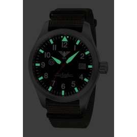 KHS AIRS.NSGO Herren-Armbanduhr Airleader Olivgrün/Stahl