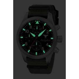 KHS AIRSC.NSGO Herrenuhr Airleader Chronograph Olivgrün/Stahl