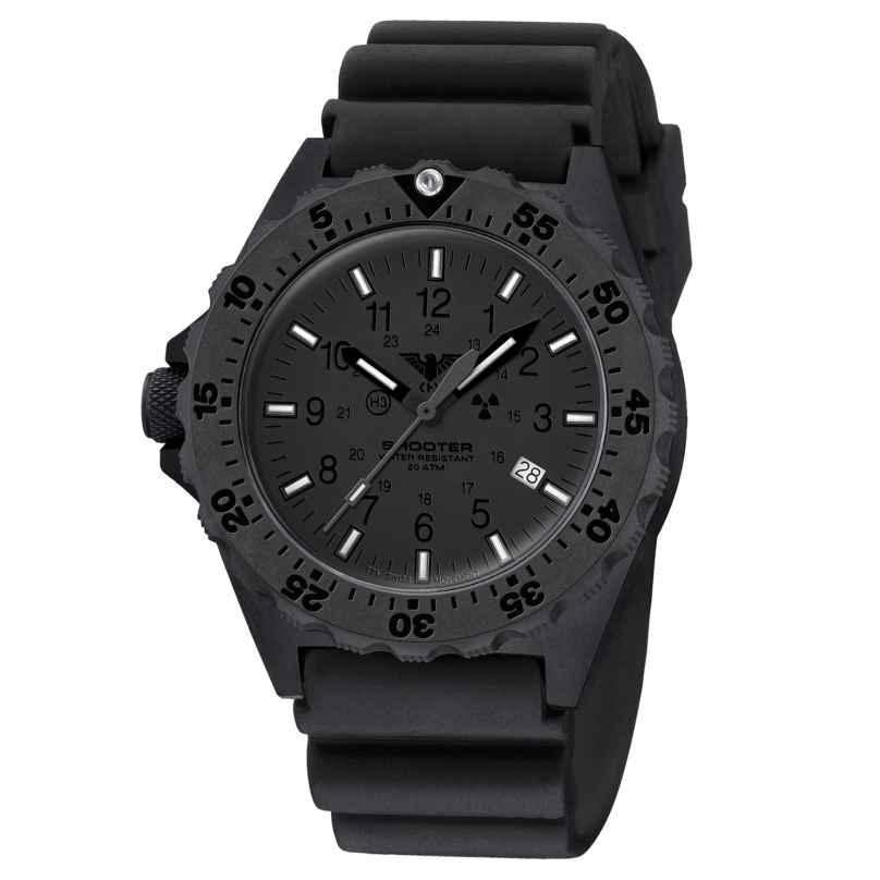 KHS SH2XTF.DB Men's Watch Quartz Shooter MKII with Diver's Strap Black 4260446987556
