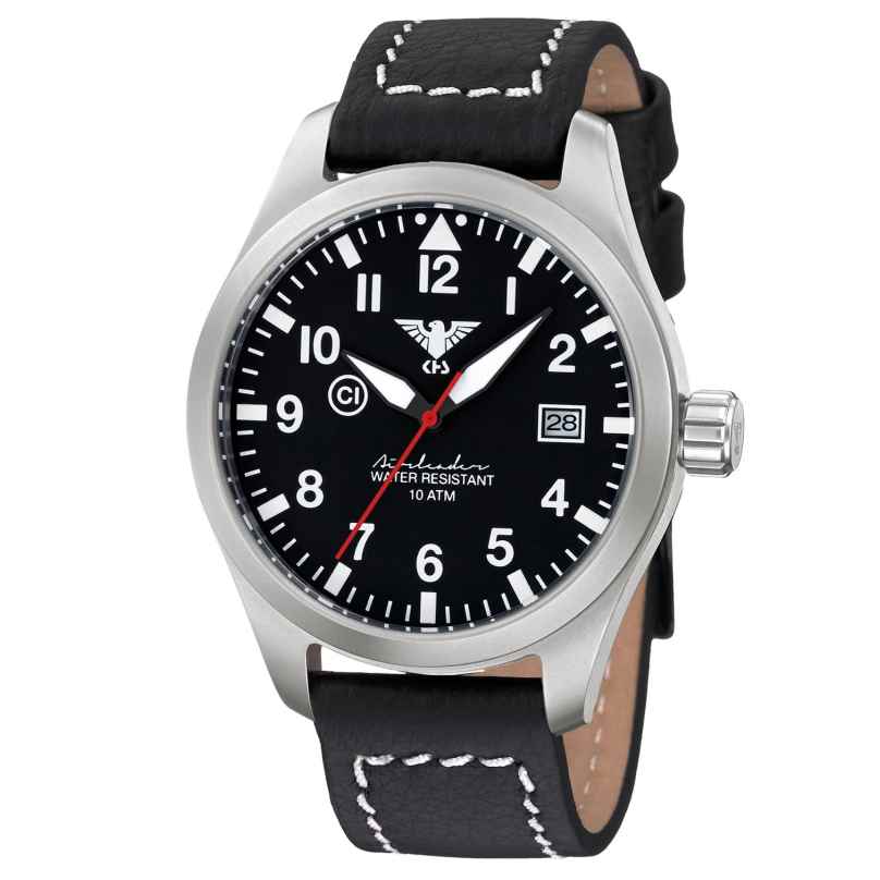KHS AIRS.LBB Gents Airleader Steel Buffalo Leather Strap Black 4260446981134