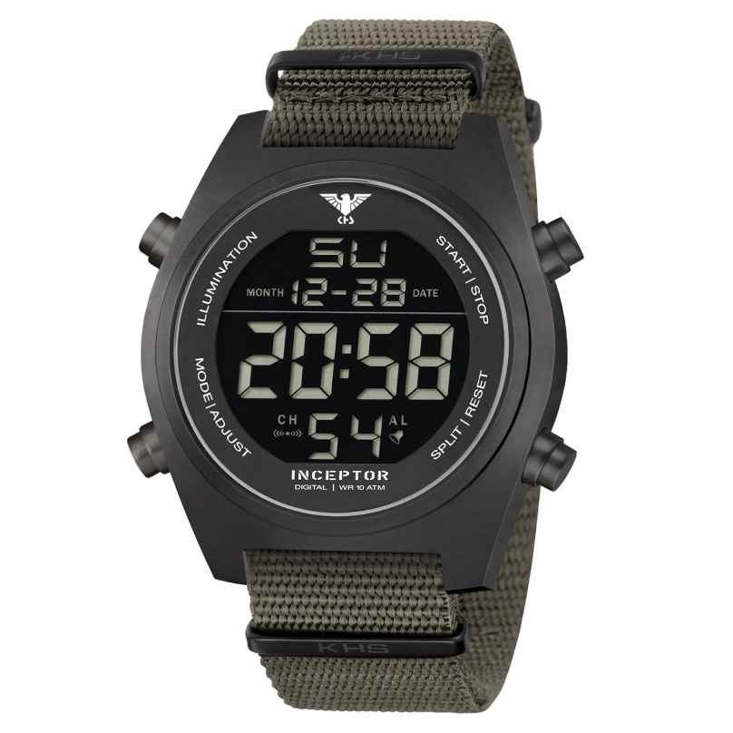 KHS INCBSD.NSGO Herrenuhr Inceptor Stahl Digital Olivgrün/Schwarz 4260654092592