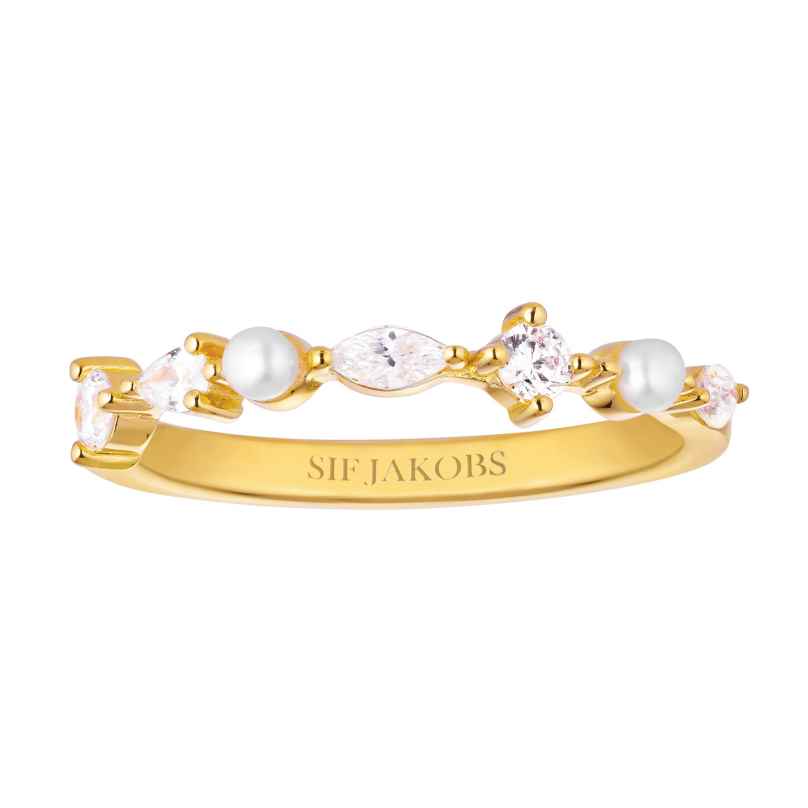 Sif Jakobs Jewellery SJ-R12260-PCZ-YG Damen-Ring Adria Piccolo Goldfarben mit Perlen