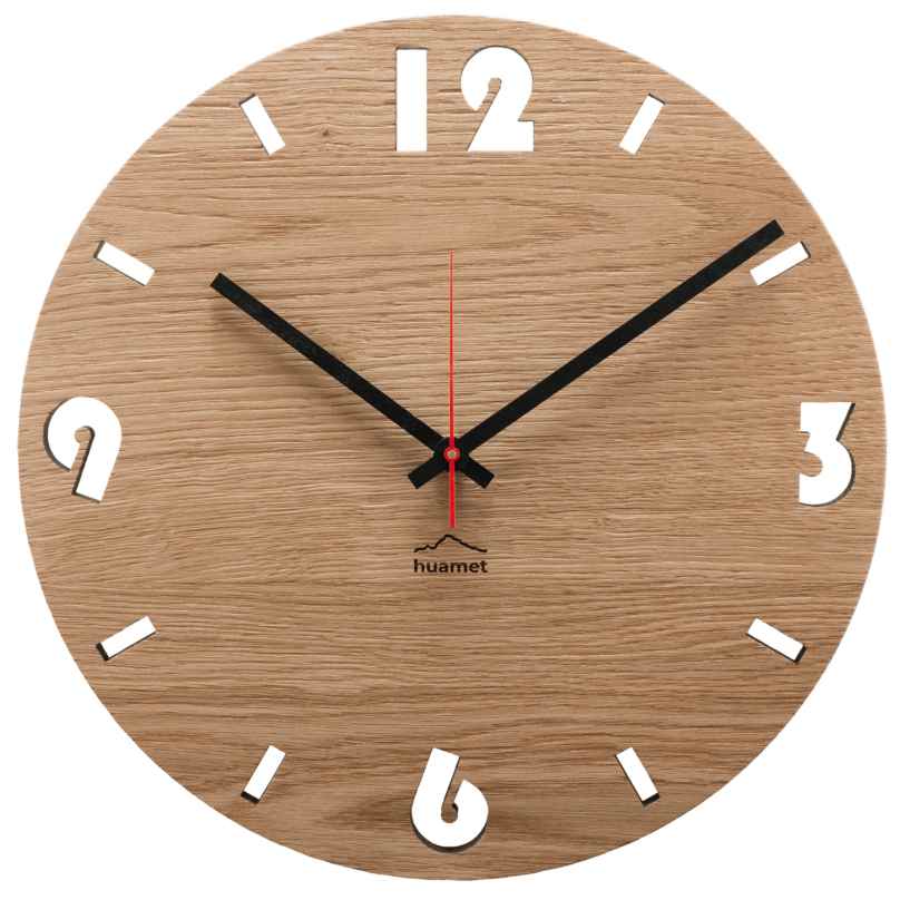Huamet CH50-A-1604 Wood Wall Clock Oak Round 8058265370750