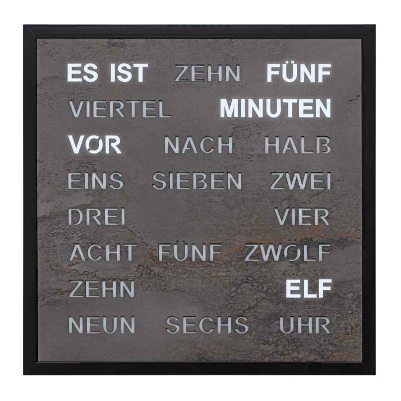 Filius 0402-4 Wort-Wanduhr Quadratische Wortuhr Anthrazit 40 cm 4045346126287