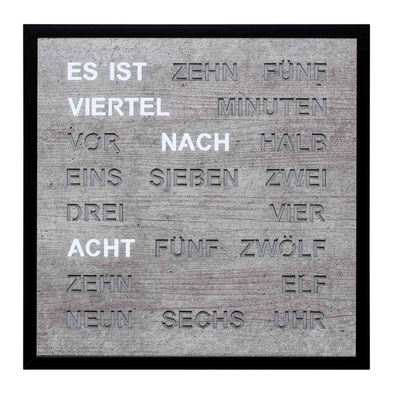 Filius 0402-7 Wort-Wanduhr Quadratische Wortuhr Betongrau 40 cm 4045346126294
