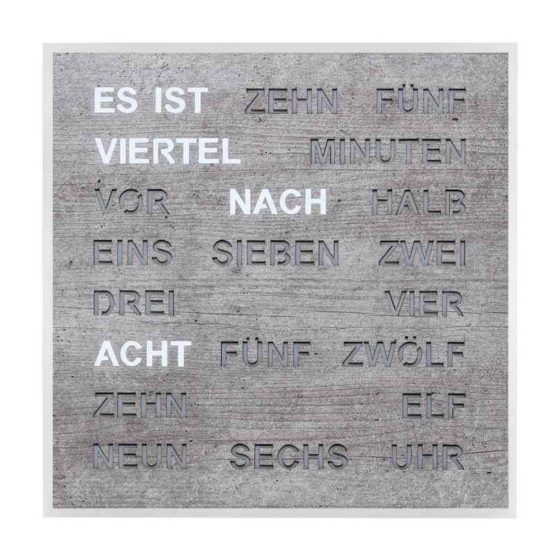 Filius 0400-7 Wort-Tischuhr Quadratische Wortuhr Betongrau 20 cm 4045346126232