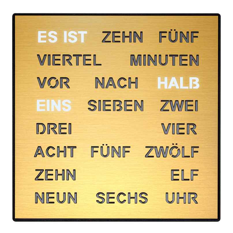 Filius 0401-9 Wortuhr Tisch- und Wanduhr Goldfarben 28 cm 4045346126270