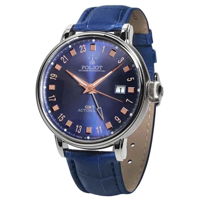 Poljot International 34NH.4200114 Men´s Wristwatch Automatic Jaros GMT Blue 4260479168106