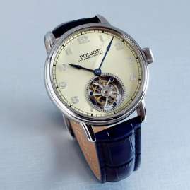 Poljot International 3400.T-XVIII-CS Men´s Watch Tourbillon XVIII Blue/Champagne Tone