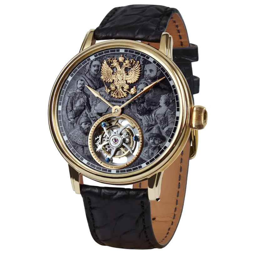 Poljot International 3400.T-DYN-2 Herren-Armbanduhr Tourbillon Dynasty Schwarz/Goldfarben 4260479168076
