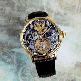 Poljot International 3400.T-DYN-2 Herren-Armbanduhr Tourbillon Dynasty Schwarz/Goldfarben