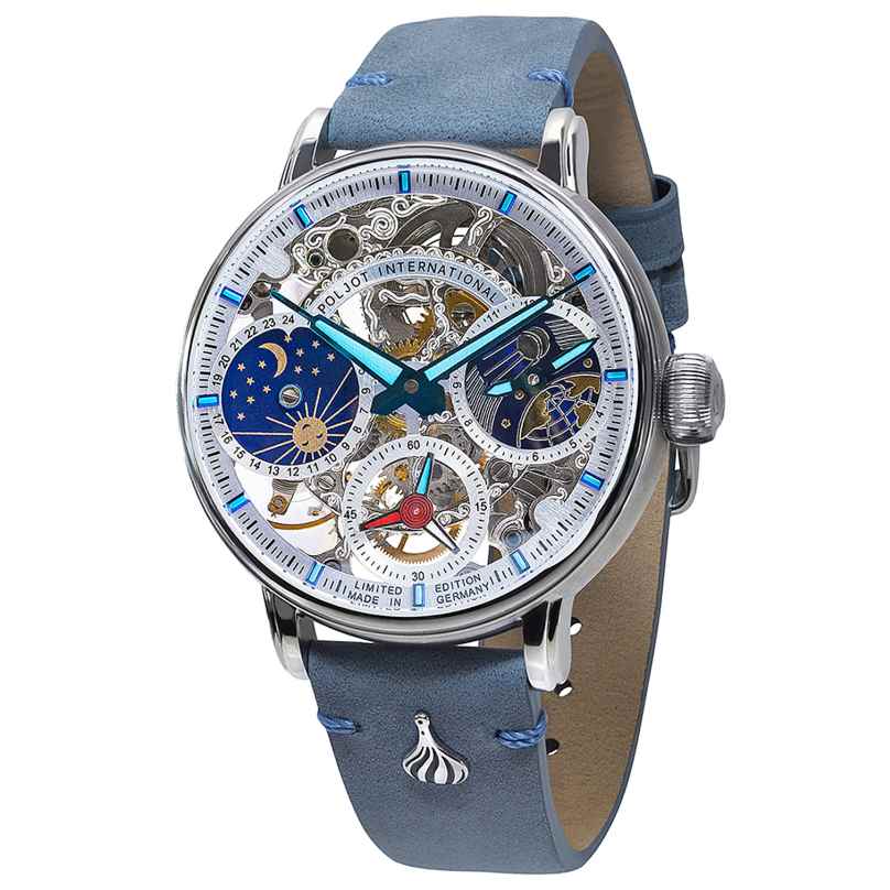 Poljot International 9931.2940771 Herrenuhr Handaufzug Sputnik Graublau/Türkis 4260479168168