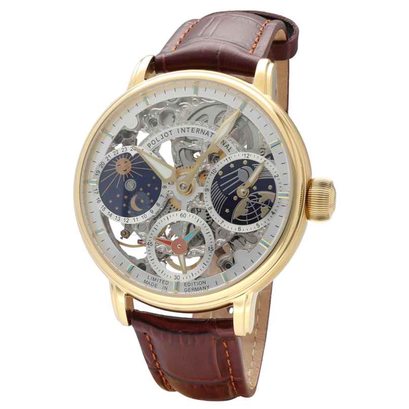 Poljot International 9931.2940671 Herrenuhr Sputnik Handaufzug Braun/Goldfarben 4260479168199