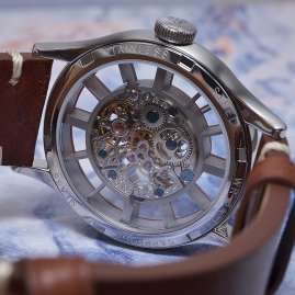 Poljot International 6114.1220103 Unisex Wristwatch Hand Winding Vintage Skeleton Brown