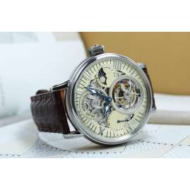 Poljot International 3360.T88-C Men's Wristwatch Tourbillon Skeleton Brown/Champagne