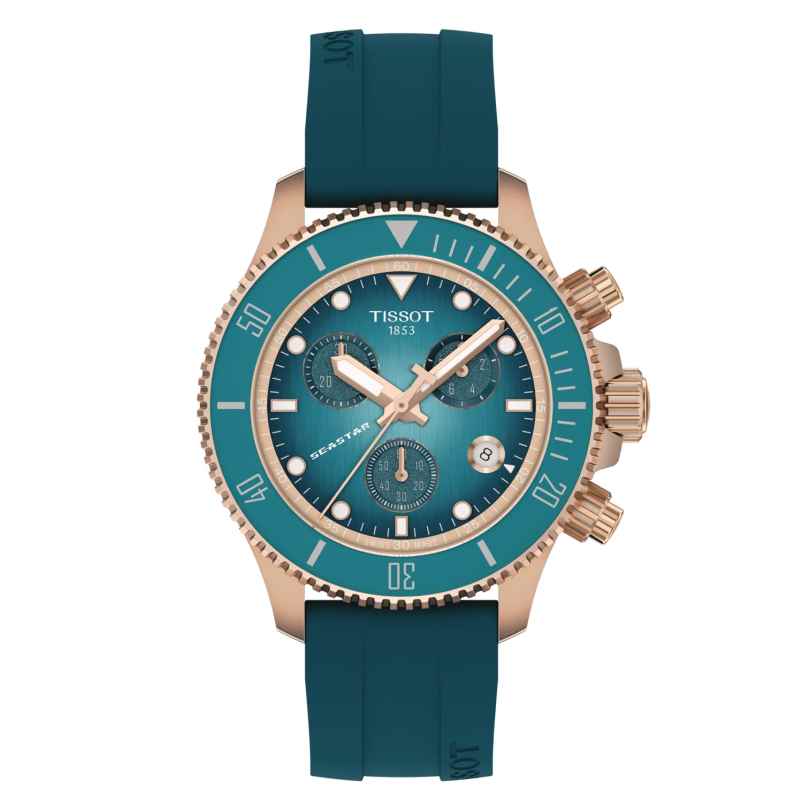 Tissot T120.217.37.041.00 Diving Watch Seastar 1000 Chronograph Turquoise 7611608323021