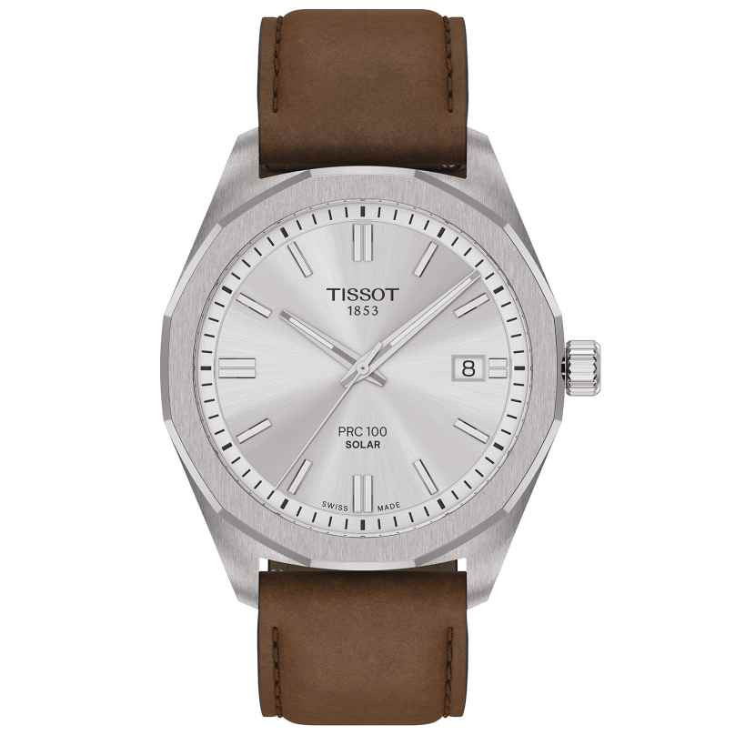 Tissot T151.422.16.031.00 Herren-Solaruhr PRC 100 mit Lederband Braun 7611608322604