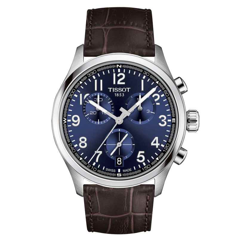 Tissot T1164171604200 Herrenuhr Chronograph L 42 mm Leder Braun/Blau 7611608330166