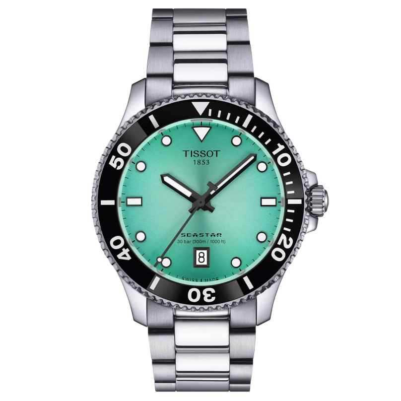 Tissot T1204101109100 Herren-Taucheruhr Seastar 1000 Türkis 40 mm 7611608331026