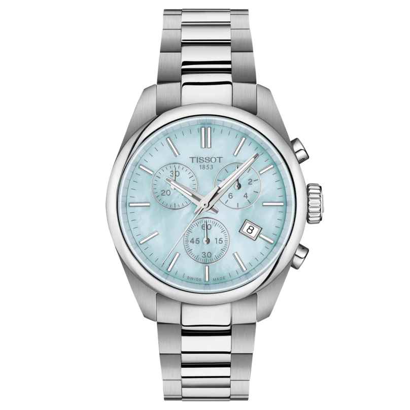 Tissot T1502171113100 Damen-Chronograph Armbanduhr PR 100 Hellblau 36 mm 7611608331187