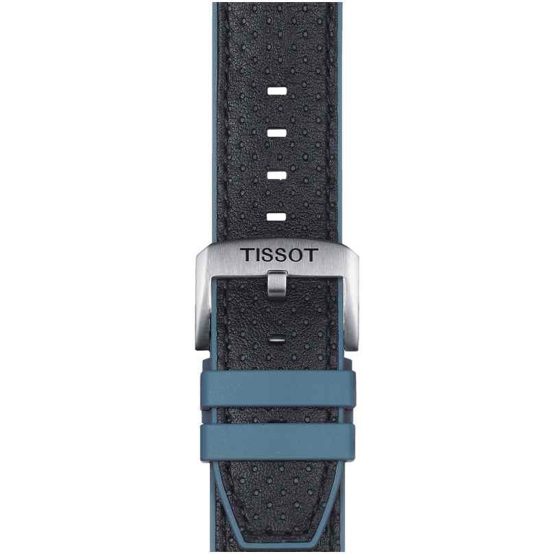 Tissot T852.046.785 Uhrenarmband 22 mm Leder/Kautschuk Schwarz-Blau 7611608300114