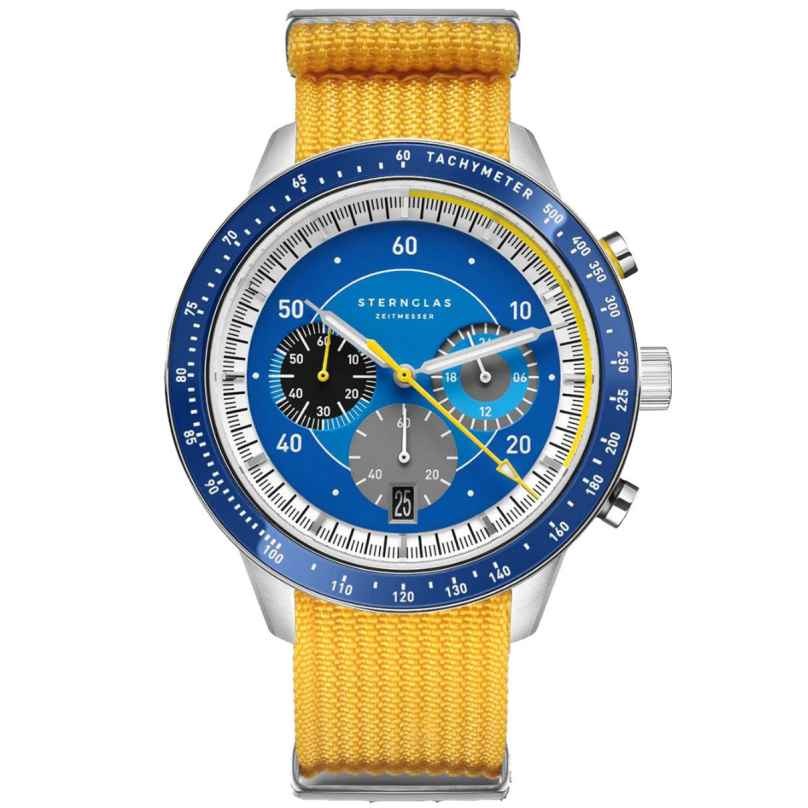 Sternglas S01-TM06-FI01 Men's Watch Tachymeter 2.0 Yellow/Blue 4262417716165