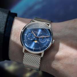 Sternglas S01-NM06-MI04 Wristwatch Naos Moon Phase Blue/Mesh Strap