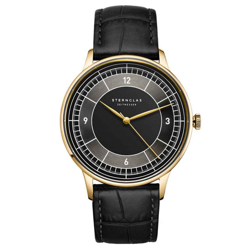 Sternglas S01-SD04-HE03 Men's Watch Sedius Sweeping Second Black/Gold Tone 4262417711061