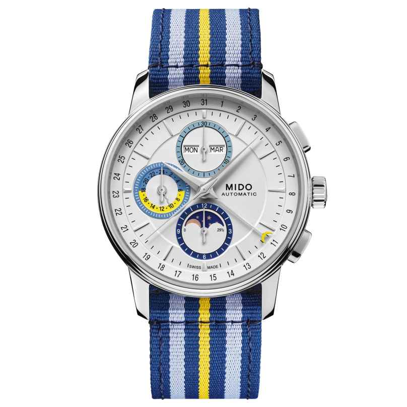 Mido M027.625.17.031.00 Men's Watch Chronograph Moonphase Blue/Yellow 7612330145547