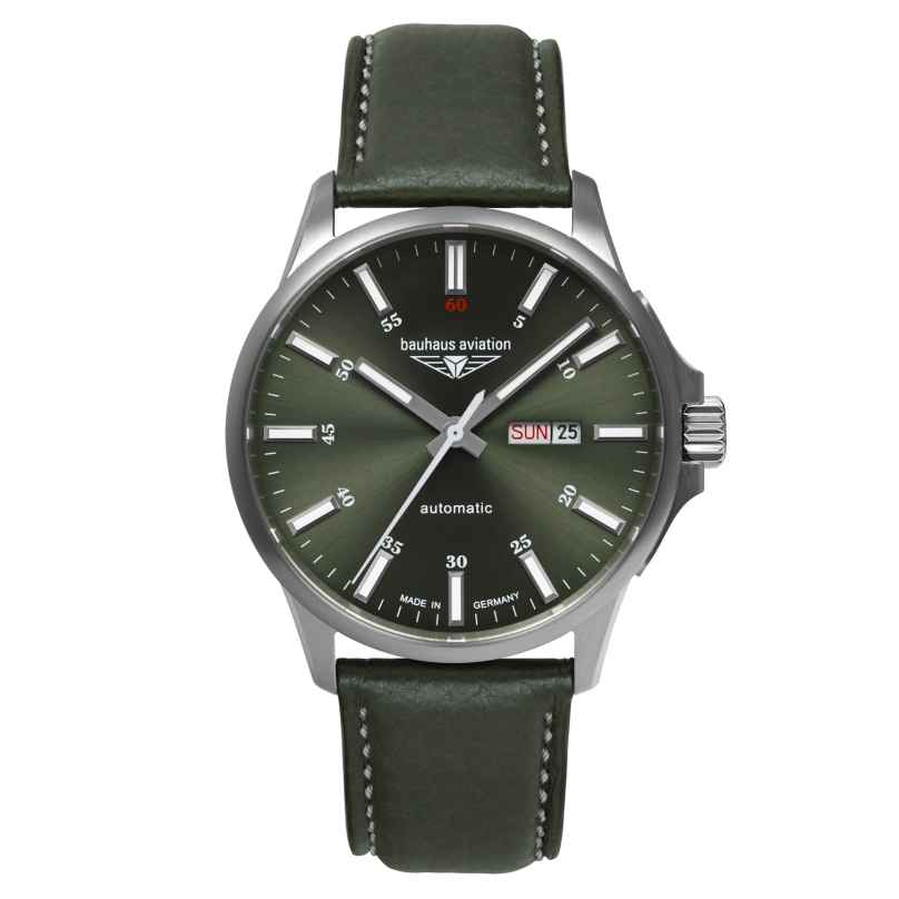Bauhaus 2866-4 Aviation Men's Pilot Watch Automatic DayDate Green 4041338286649