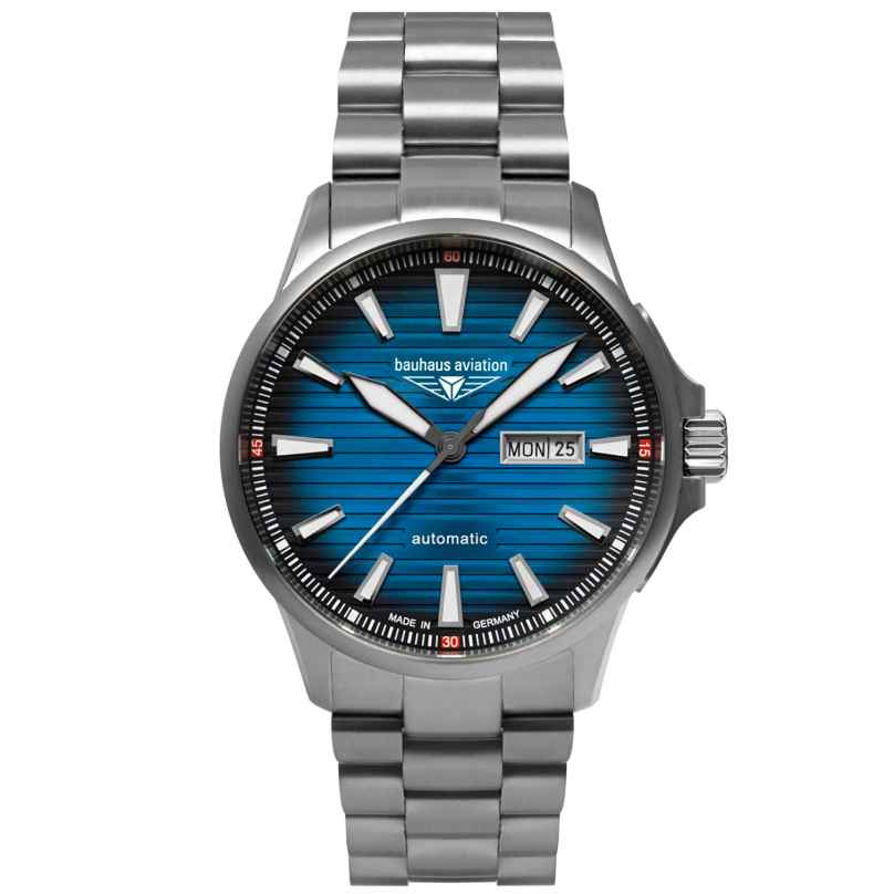 Bauhaus 2862M-3 Herrenuhr Aviation Iron Annie Automatik Stahl/Blau 4041338286281