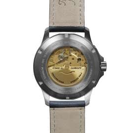 Bauhaus 2862-1 Herrenuhr Aviation Iron Annie Automatik Titan/Leder Blau