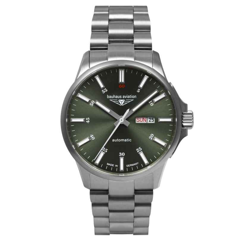 Bauhaus 2866M-4 Aviation Men's Pilot Watch Automatic DayDate Titanium 4041338286694